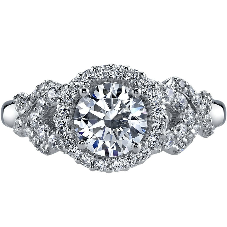 Cubic zirconia halo deals engagement rings white gold
