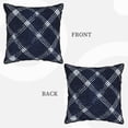 thumbnail image 4 of Velvet Rimmed Pillowcase Is Not Easy To Open Line Deformation Invisible Zipper Opening And Closing Only Pillowcase Does Not Contain Pillow Core Argyle Plaid Blue_1 20"X20", 4 of 8