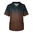 thumbnail image 4 of Domuza Men Scrub Top Gradient Tie-Dye Short Sleeve V Neck Nurse Uniform Loose Fit Soft Comfy Medical Scrub Tops with 3 Pockets Black 3XL, 4 of 5