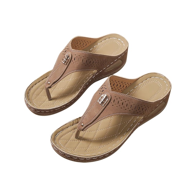 yulier Sandales Sandales de Plage pour Femmes à Semelle Compensée Demi-Compensée, Sandales de Plage à Plateforme, Découpées, à Brides en T, Sandales de Plage à Plateforme à Semelle Compensée, Élégantes, Plage, à Enfiler, Claquettes Confortables