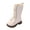 Beige, variant on Kids Girl Fleece Lined Knee High Combat Boots Toddler Kids Lace Bow Comfortable Wide Toe Box Patent Leather Tall Booties Black Size 10 Little Child