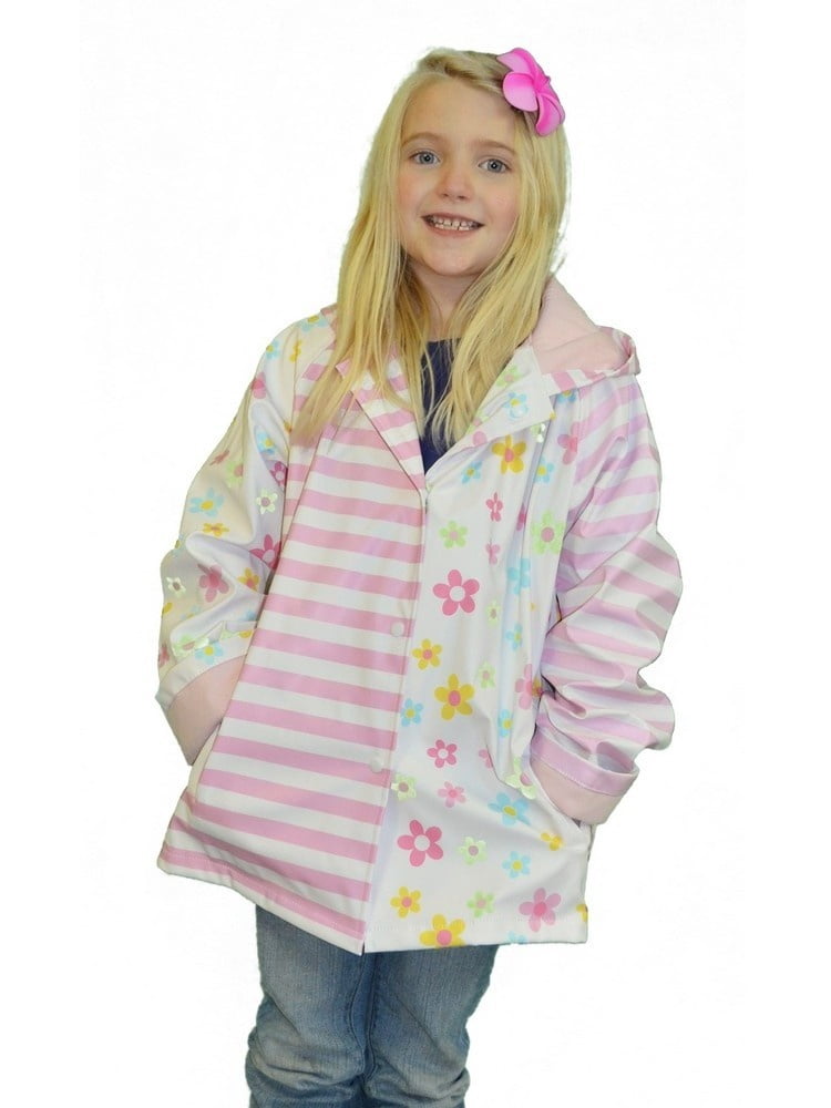Girls Pastel Posies Rain Coat 6 