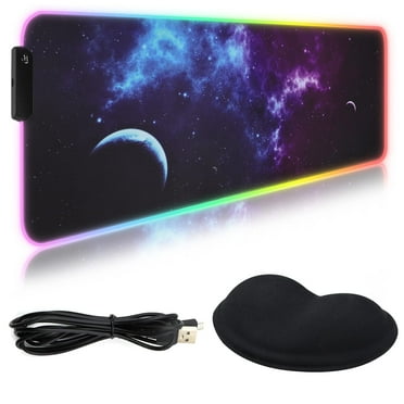 ZYNERY Extended RGB Led Gaming Mouse Pad with Silica Gel Wrist Rest Support, Extra Large Gaming Mouse Mat for Computer PC Laptop, Waterproof Office Desktop Mat with Anti-Slip Base(Starry Sky)