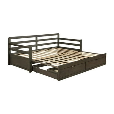 FurniFact Elegant Gray Twin XL Daybed with Trundle and Storage Drawers for Versatile Use