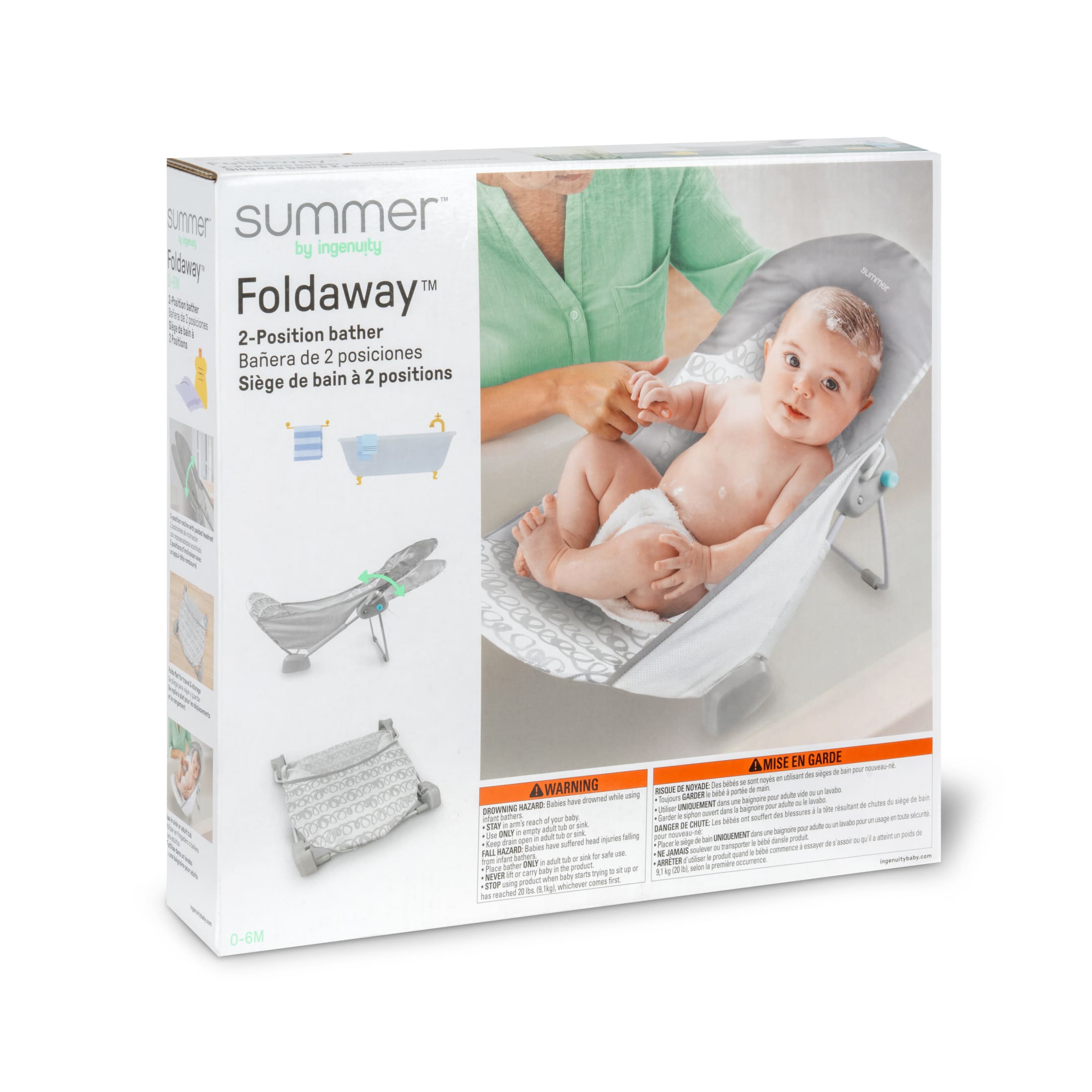 Ingenuity FoldAway 2-Position Baby Bather, Gray photo 8