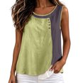thumbnail image 2 of NTACZA Cute Tank Tops Casual Round Neck Cotton Sleeveless Color Blocks Button Summer Tops, 2 of 5