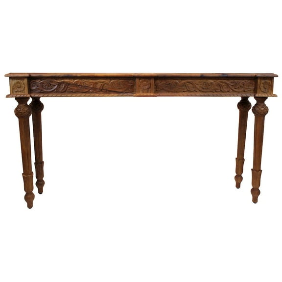 Tigard Solid Wood Hand-Carved Console Table in Natural