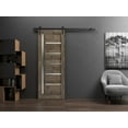 thumbnail image 3 of Sturdy Barn Door | Quadro 4088 Cognac Oak | 6.6FT Rail Hangers Heavy Hardware Set | Solid Panel Interior Doors-24" x 96"-Black Rail, 3 of 6