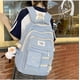 thumbnail image 3 of Preppy Backpack Smiley Face Aesthetic Backpack Solid Book Triple Bags Zipper Large Laptop Backpack Supplies (Blue), 3 of 5