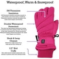 thumbnail image 3 of Gant de Ski d'Hiver Imperméable pour Enfants avec Crêtes (Fuchsia 1, 3-4 Ans), 3 of 5