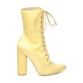 thumbnail image 2 of New Women Cape Robbin Paw-50 Satin Pointy Toe Lace Up Round Chunky Heel, 2 of 5