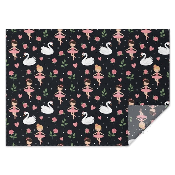Ballerina Princess Swan Pattern Rectangle Tablecloth 60"x84",Waterproof Polyester Rectangle Table Cloth, Wipeable Spillproof Polyester Tablecloth for Dining, Camping, Indoor and Outdoor