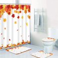 thumbnail image 3 of Pumpkin Bathroom Sets with Shower Curtain and Rugs and Accessories,Autumn Fall Halloween Shower Curtain Sets, Thanksgiving Vintage Orange Shower Curtains for Bathroom Decor 4 Pcs, 3 of 7