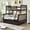 Dark Brown + Solid Wood, variant on Luckynote Twin Over Full Bunk Bed, Solid Wood Frame, with Storage Drawers, Ladder, and Guard Rail, Espresso