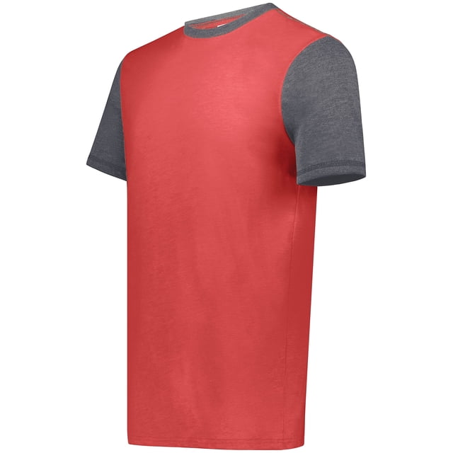 Augusta Sportswear Men's Gameday Vintage Ringer Tee, Scarlet Heather/Carbon Heather, 3X-Large