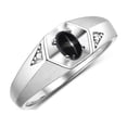 thumbnail image 4 of Rylos  Sterling Silver Classic 6X4MM Oval Black Star Sapphire & Diamond Ring - Birthstone Jewelry for Men -Size 8, 4 of 8