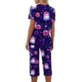 thumbnail image 6 of Women's Halloween Pajama Sets 2 Pieces Lounge Sleepwears Pumpkin Printed Plus Size Short Sleeve Top and Capri Pants Halloween Gifts, 6 of 6