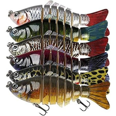 6Pcs Fishing Lures Kit: Topwater Trout Multi-Jointed Swimbaits (Slow Sinking Hard Baits) Lifelike. For Bass Freshwater/Saltwater. (Sport & Recreation Other)