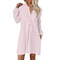thumbnail image 2 of DPTALR Robe Décontractée à Manches Longues Col Rond Unie avec Boutons pour Femmes, 2 of 8