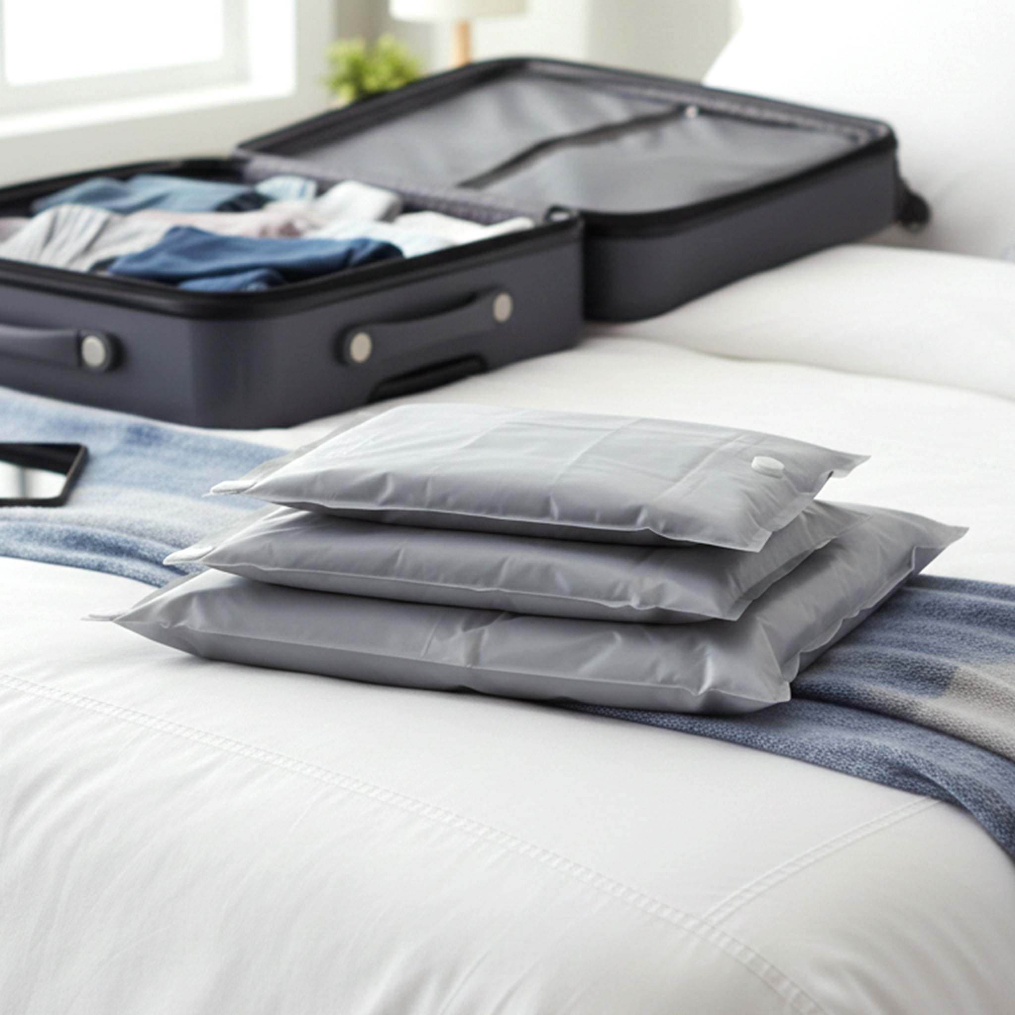 MagicBag Travel Compression Bags, 4 Pack Variety Flat Bags for Luggage & Packing, Space Saving & Airtight