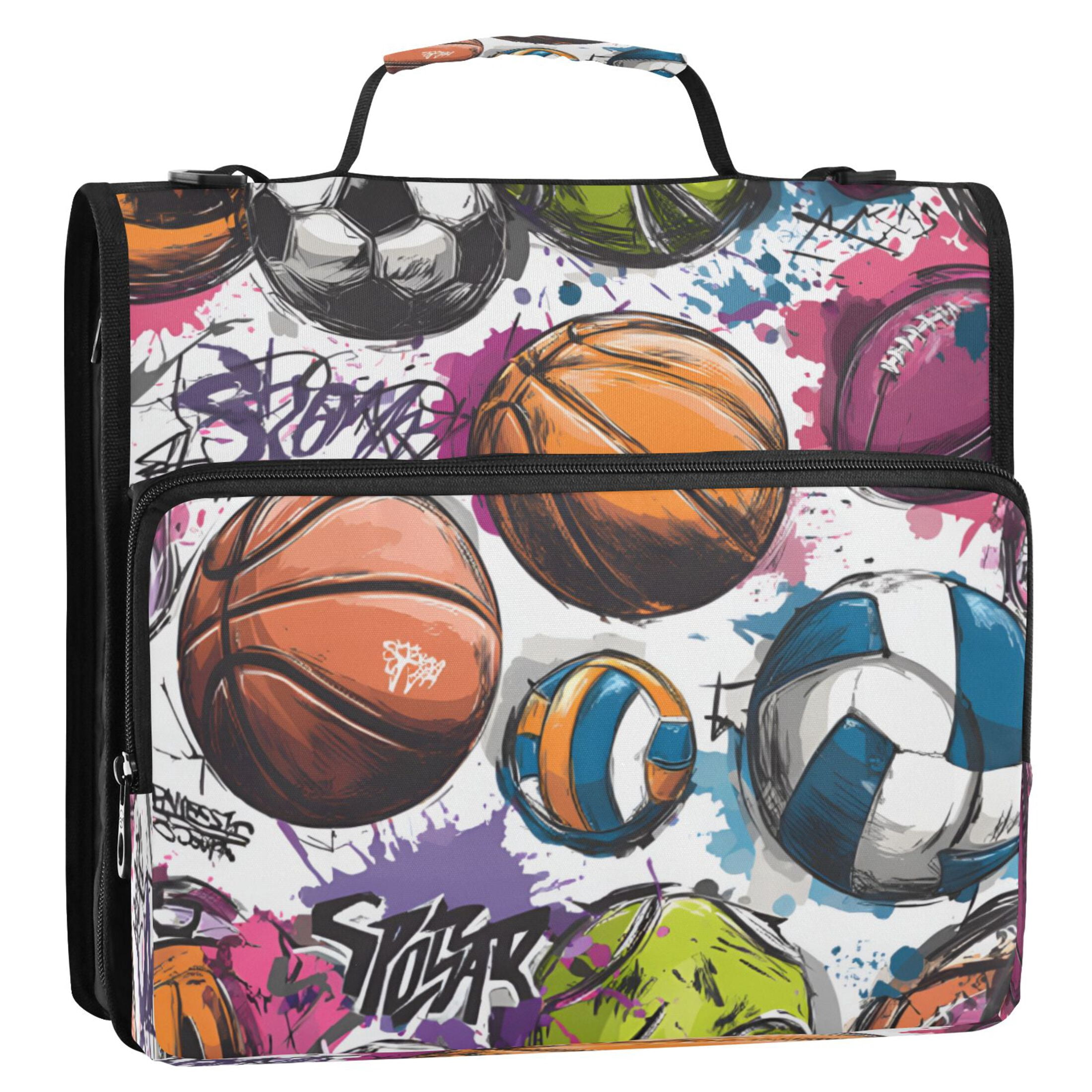 DIXRUYEE Zipper Binder trapper keeper Documents Organized Colorful Street Art Sports Printed