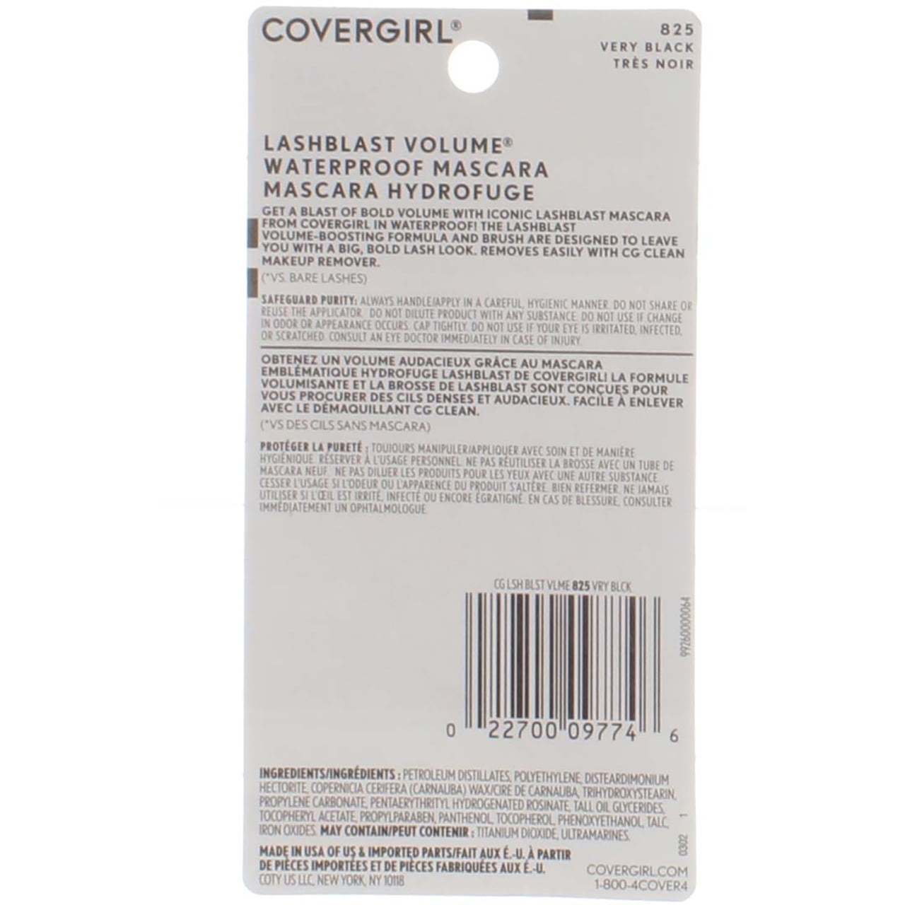 3 Pack - CoverGirl LashBlast Volume Mascara, Waterproof, Very Black [825] 0.44 oz