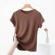 thumbnail image 4 of mfyjkho Tops Para Salir, Camiseta Informal De Manga Corta De Color Liso Para Mujer, Camiseta De Cuello Redondo, Blusas Para El Hogar Tops Para Hacer Ejercicio Para Mujer Xl, 4 of 5