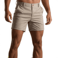 thumbnail image 2 of Nestiefly Mens Shorts 5 Inch Inseam Big and Tall Above Knee High Waisted Twill Flat Front Shorts Elastic Waist Roll-Up Cuff Lightweight Streetwear Board Shorts with Pockets Khaki M, 2 of 4