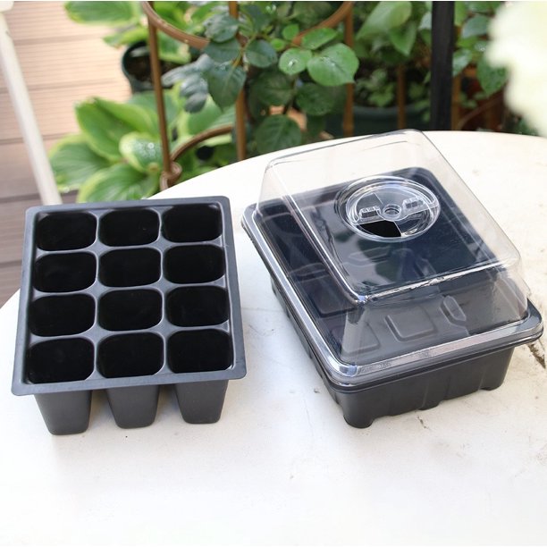 Seed Starting Trays, 4 Pack 12Cells Thicken Seed Starter Tray Kit with
