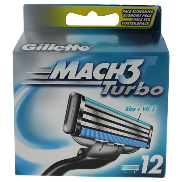 Mach3 Turbo Razor Blade by Gillette for Men 12 Count Razor Blade