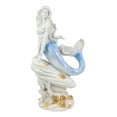 thumbnail image 2 of Ebros Capiz Blue Ombre Tail Mermaid Leaning On Rock By Sea Coral Reef Statue, 2 of 6