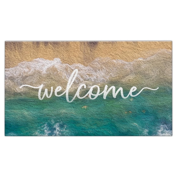 Felpudo Jvpke Coastal Beachy PVC, 43 x 30 cm, para interiores y exteriores