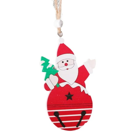 

Justhard Wood Pendants Painted Hanging Decor Reusable Christmas Tree Ornaments Snowman Elk Practical Xmas Decorations with Lanyard Santa Claus