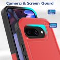 thumbnail image 3 of Decase for Google Pixel 9A Case, Shockproof Heavy Duty Hybrid Protection Hard PC Shell Flexible TPU Bumper, Military Grade Drop Proof Durable Protective Case with Screen Protector,Red, 3 of 5