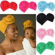 Women Baby's Turban Cap Children Parent-child Hat Indian Twist Knot Bonnet AU