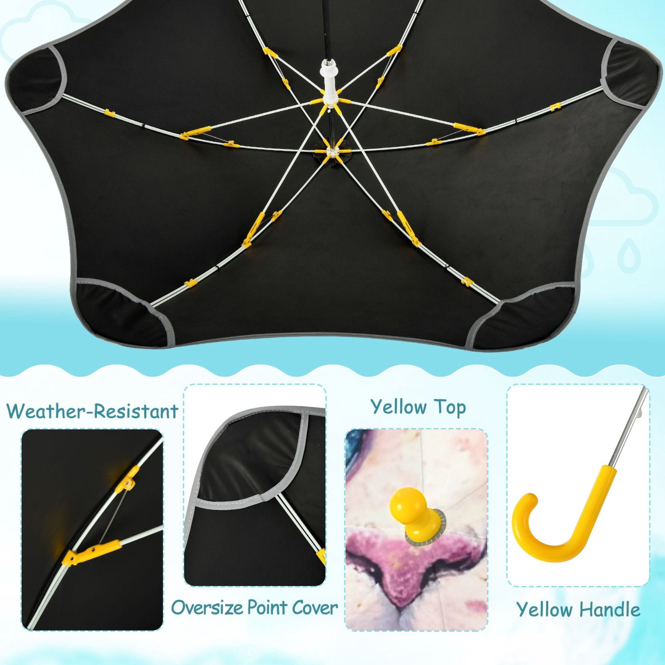 BZSMCE Folding Umbrellas Rain & UV Protection Windproof In Fluffy Cub & Soccer Pattern