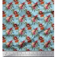 thumbnail image 1 of Soimoi Blue Viscose Chiffon Fabric Leaves & Peony Floral Print Sewing Fabric Yard 42 Inch Wide, 1 of 3