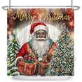 thumbnail image 4 of SUNOLIFE Merry Christmas Shower Curtain Black Xmas Santa Claus Waterproof Fabric Bathroom Curtain 72x72 in, 4 of 4