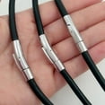 thumbnail image 2 of Collier pour Hommes Garçons Noir Rond en Similicuir avec Cordon et Cadenas en Acier Inoxydable Bijoux, 2 of 5