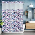 thumbnail image 6 of Gradient Blue Leaf No Hooks Shower Curtain with Snap-in Liner Vintage Spring Watercolor Purple Blue Leaves Linen Texture Shower Curtains for Bathroom, Waterproof, Easy Install, Washable 72"x84", 6 of 9