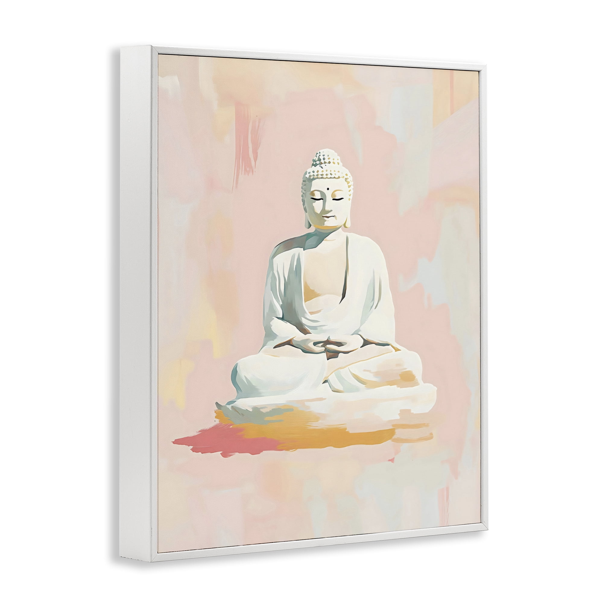 Stupell Industries Pastel Buddha In Quiet Meditation White Framed Giclee Art, design by The Prints Vibe
