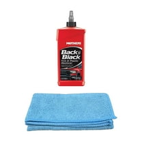 Mothers Black-To-Black Trim & Plastic Restorer (12 oz) Bundle with Microfiber Cloth (2 Items)