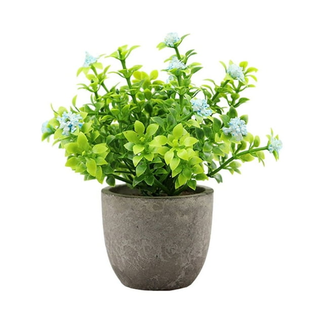Decodeary Green Eco-friendly Artificial Money Tree In Pot Long-lasting Durability Realistic Appearance blue babysbreath 1Set