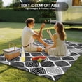 thumbnail image 4 of Black Morocco Outdoor Rug 5x8 Ft - Reversible Patio Rug Outdoor Camping Rugs, Retro Geometric Grey Ethnic Tribal Art Washable Indoor Outdoor Area Rugs, Non-Slip Outdoor Carpet Runner for Deck/Porch, 4 of 8
