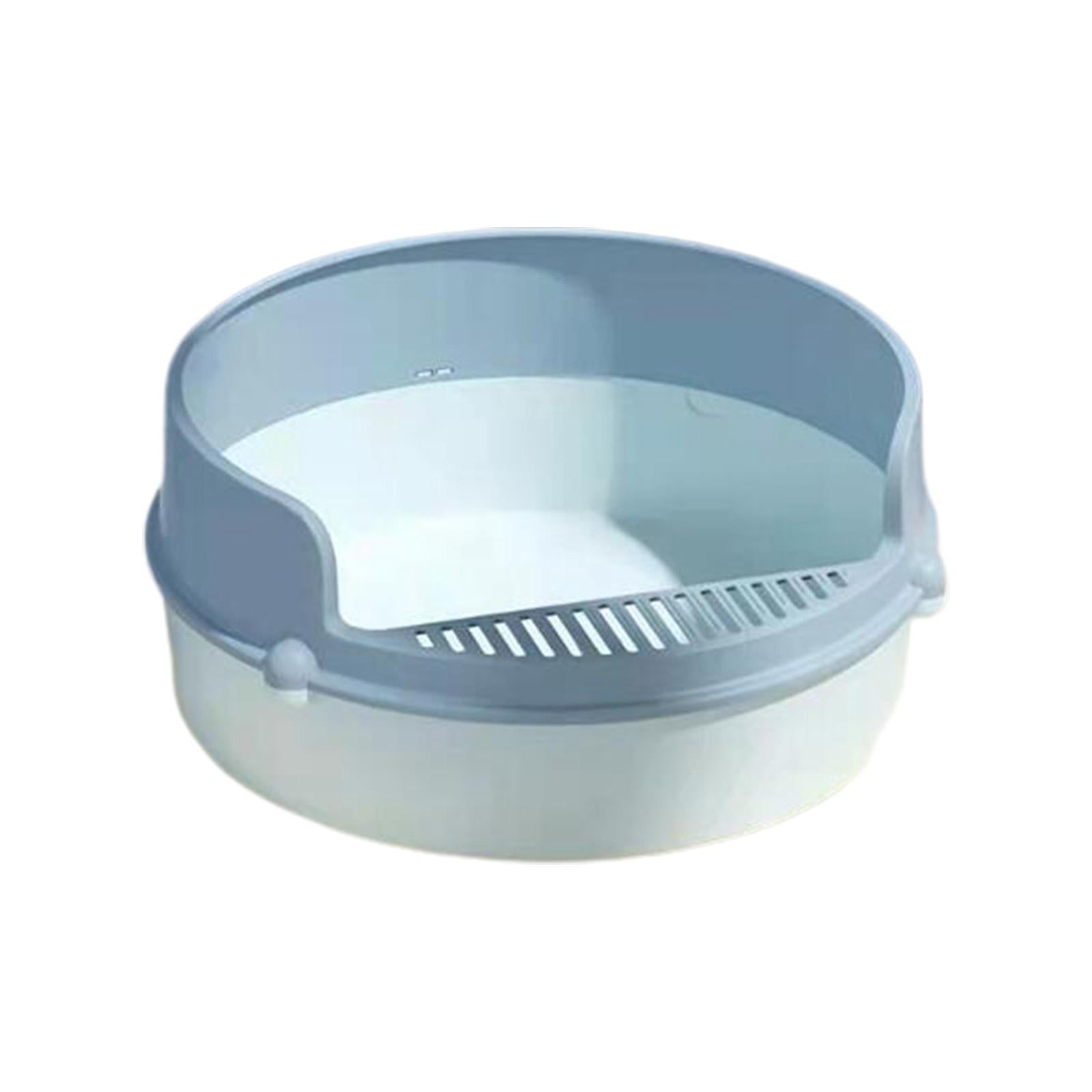 Cat Heighten Deep Toilet Bedpan Circular Design Open Splashing Easy to Clean Portable Pet Litter Tray for Rabbit Small Dogs Blue