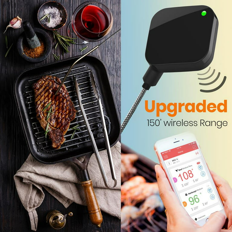 NutriChef WiFi Grill Meat Thermometer, Wireless Dual Smart Probes, Alarm  Indoor from Outdoor Barbecue Smoker, Compatible with Any Smartphone