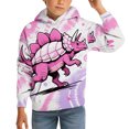 thumbnail image 3 of Kids Dinosaur Tie Dye Hoodie Boys Girs Pullover with Pocket , Soft Casual Long Sleeve Printed Sweatshirt with Drawstring for Children Sports Outdoor 2-12 Years(Pink,2-3Years), 3 of 6