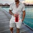 thumbnail image 2 of Wyzesi Sweatsuit Set for Men Warm Male Casual Striped Gradient Ramp Print Two Piece Suit Zipper Short Sleeve Top Blouse Suit Drawstring Pocket Short Set Plus Suit Vests for Men, 2 of 4