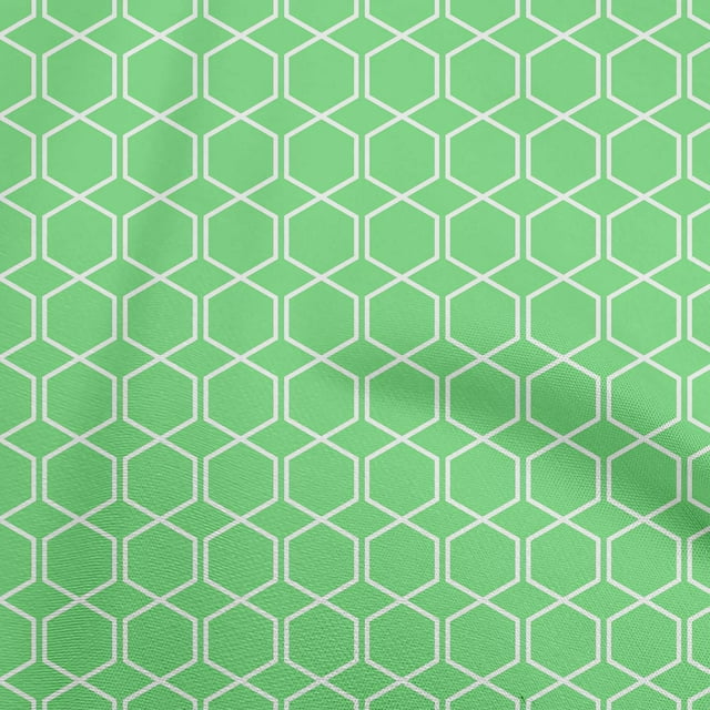 oneOone Cotton Flex Light Green Fabric Geometric Shape Fabric For Sewing Printed Craft Fabric By The Yard 40 Inch Wide