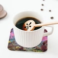thumbnail image 5 of Lsque Sky Sunflower Skull Pattern 4" Drink Coasters Set of 4, PVC Leather Absorbent Coasters, Table Coaster Set Decorative Coffee Cup Coasters Housewarming Gift -Square, 5 of 6